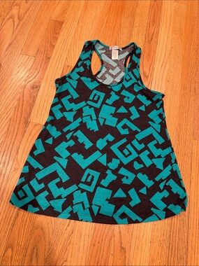 julie's closet Teal & Black Geometric Racerback Maternity Tank Medium